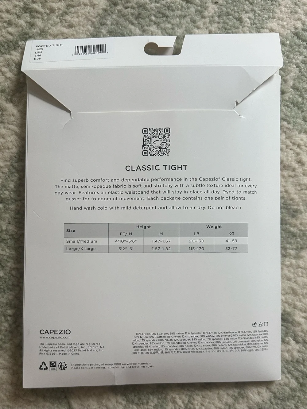 Capezio Classic Tight - Nude S/M